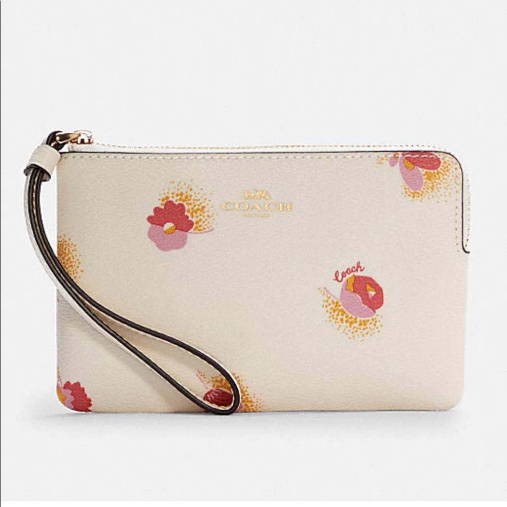Coach Corner Zip Wristlet With Pop Floral Print - Picture 1 of 2